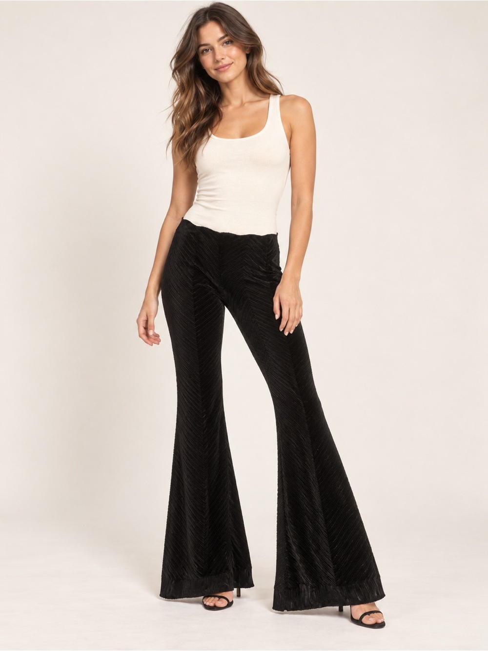 NWT Free People Penny Pull-On Black Velvet Flare Pants Size L